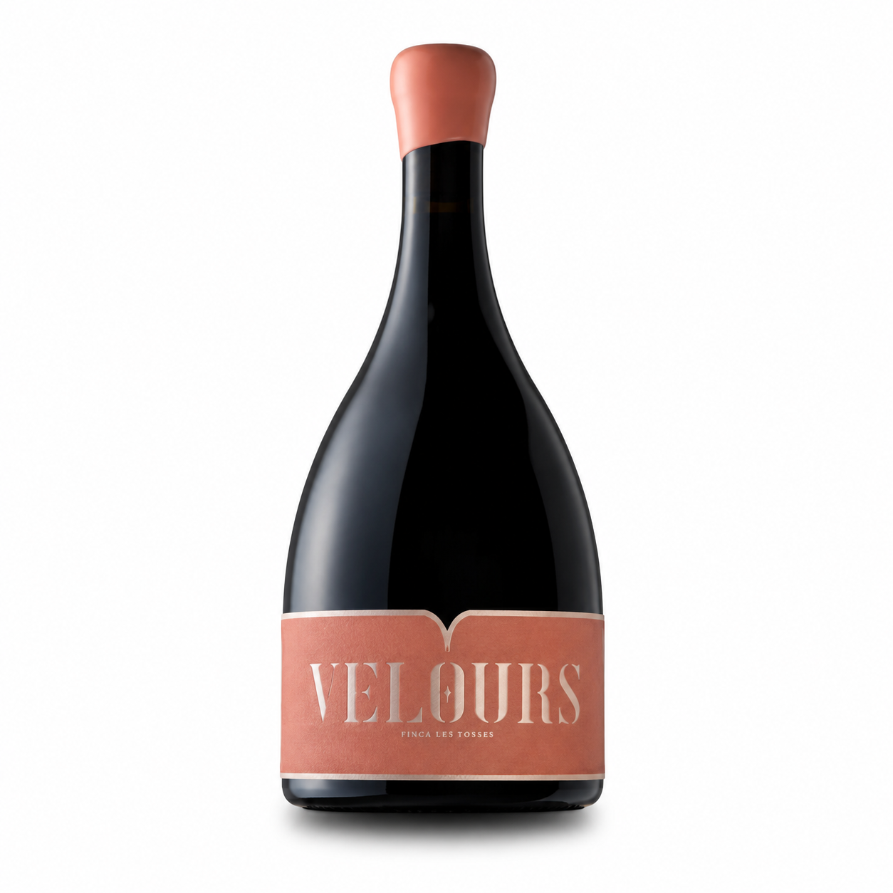 Wine bottle with 'Velours' label on a white background