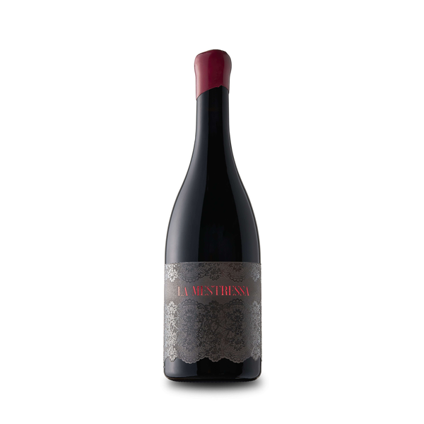 Wine bottle with a visible label on a white background
